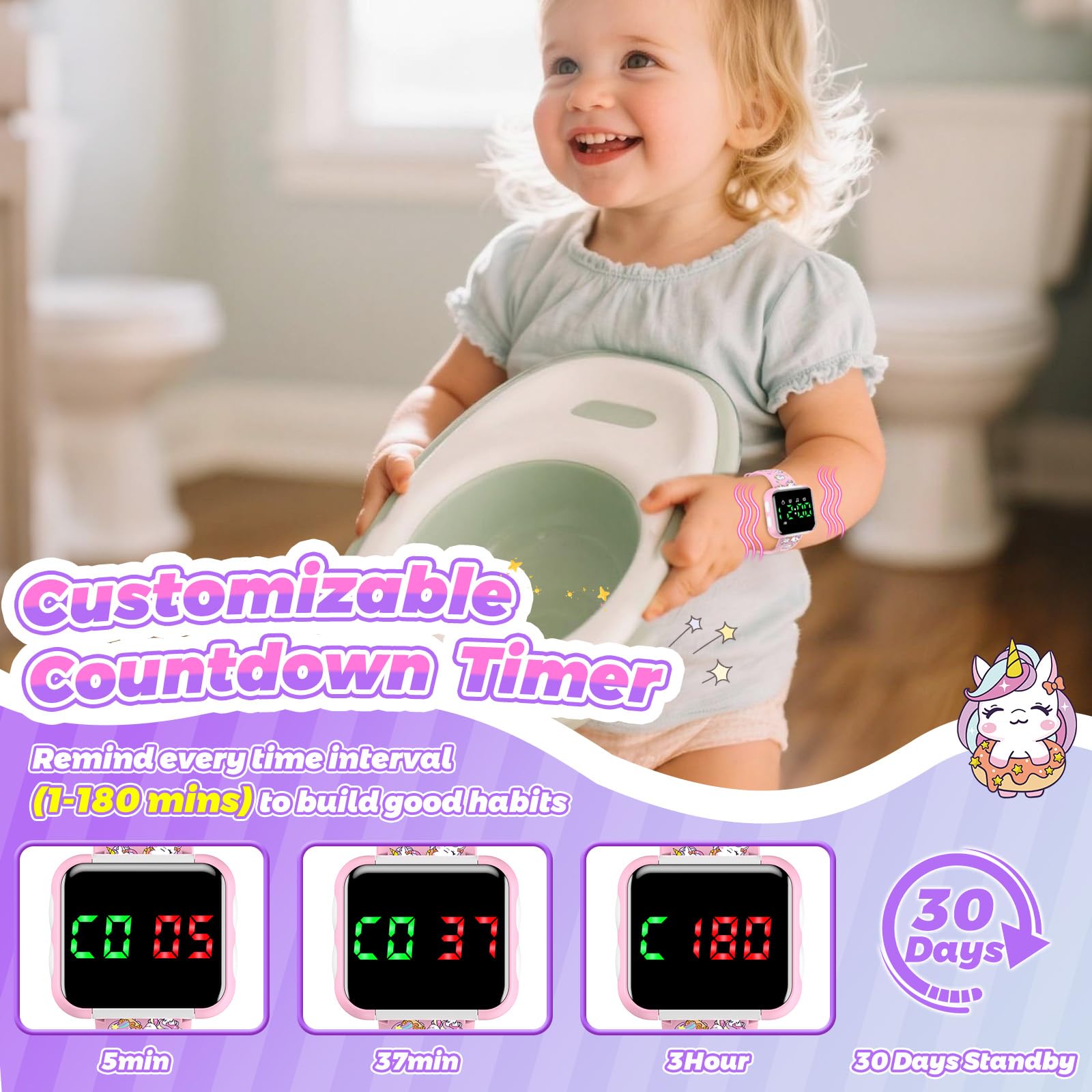 Etuwoe adjustable-volume watch with clear buttons and child lock for reliable setup.