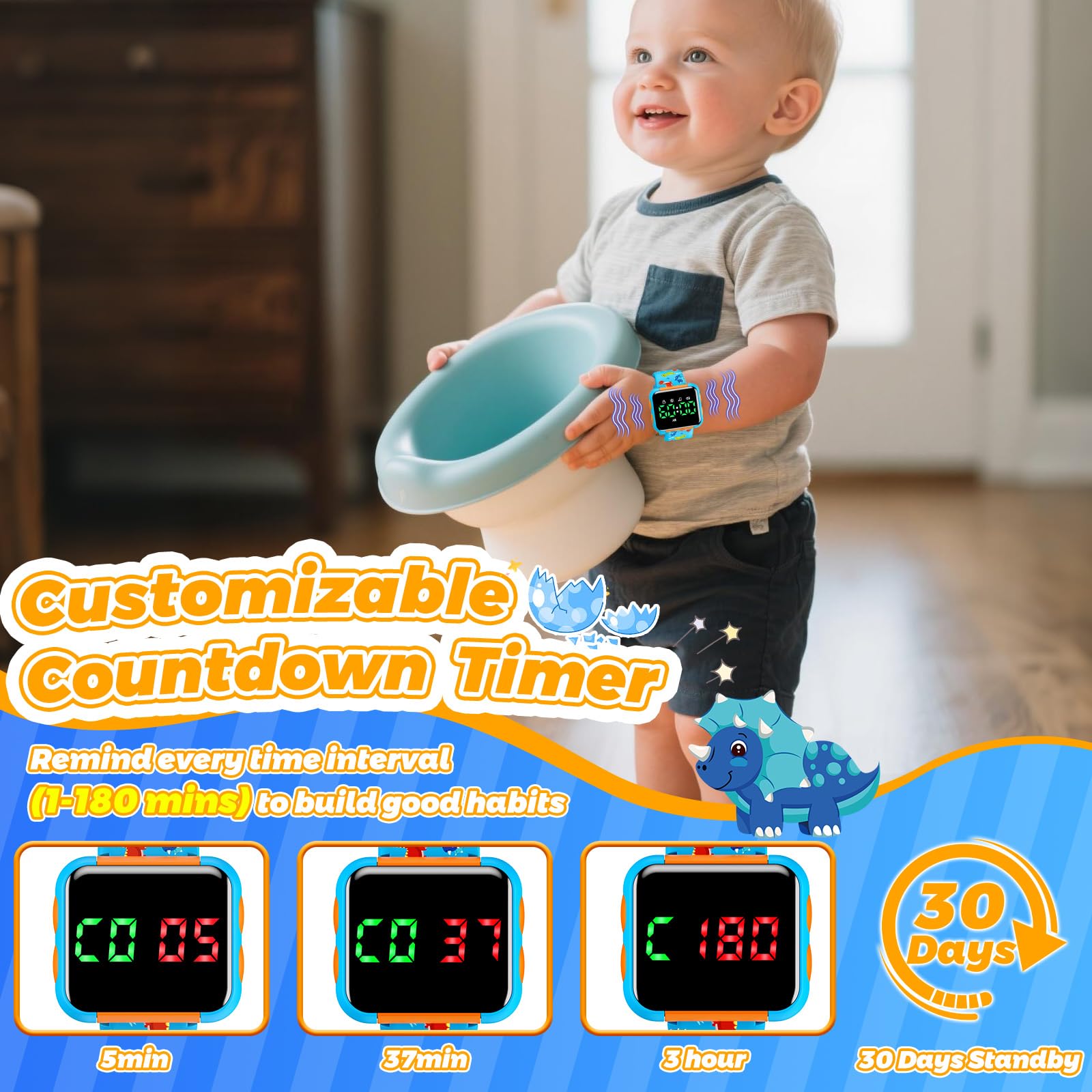 Etuwoe potty-watch reminder modes image demonstrates three cue options