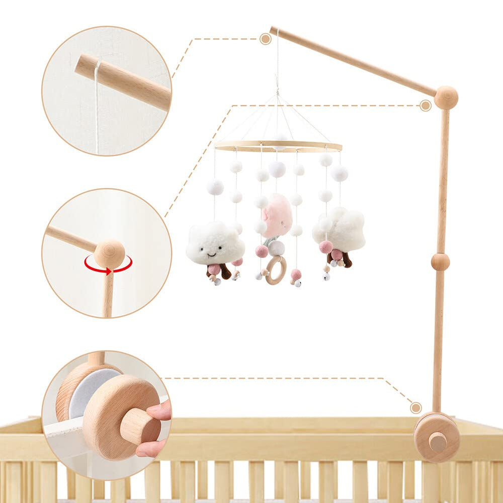 EUBUY adjustable-angle crib arm enables flexible baby perspective during routines