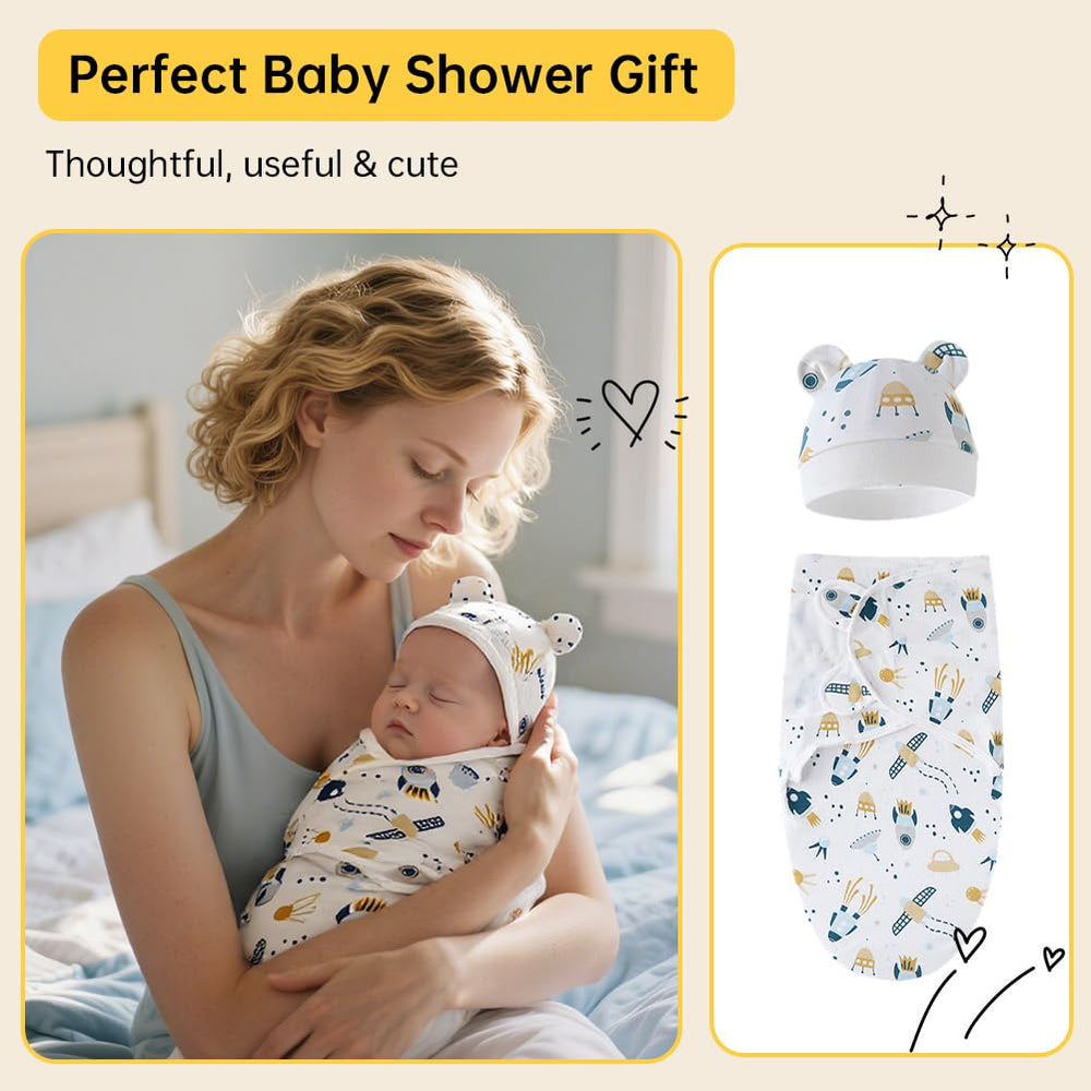 EUBUY easy-on swaddle set pictured for quick changes and secure wrap