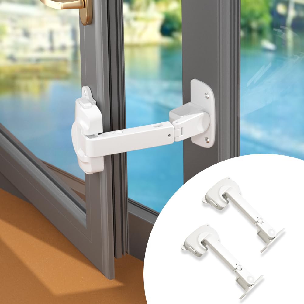 EUDEMON 2Pack white window lock installed on a sash for childproofing.