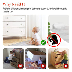 EUDEMON anti-tip straps on cabinet keep curious children safe.