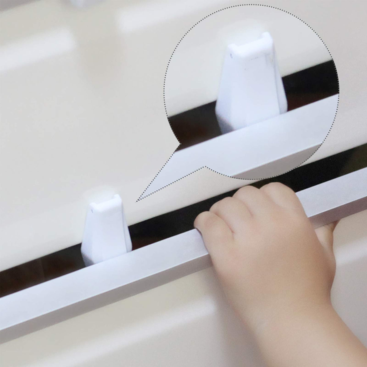 EUDEMON drawer-stoppers-white provide tool-free safety for curious kids