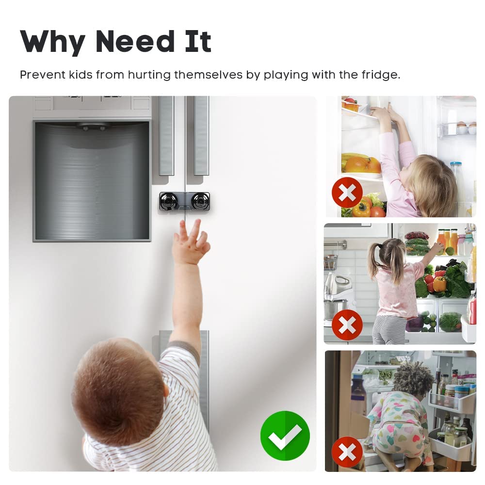 EUDEMON lock installed on a double-door fridge shows invisible security.