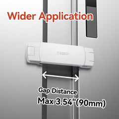 EUDEMON fridge lock without-tools installation demonstrates secure two-door gap fit.