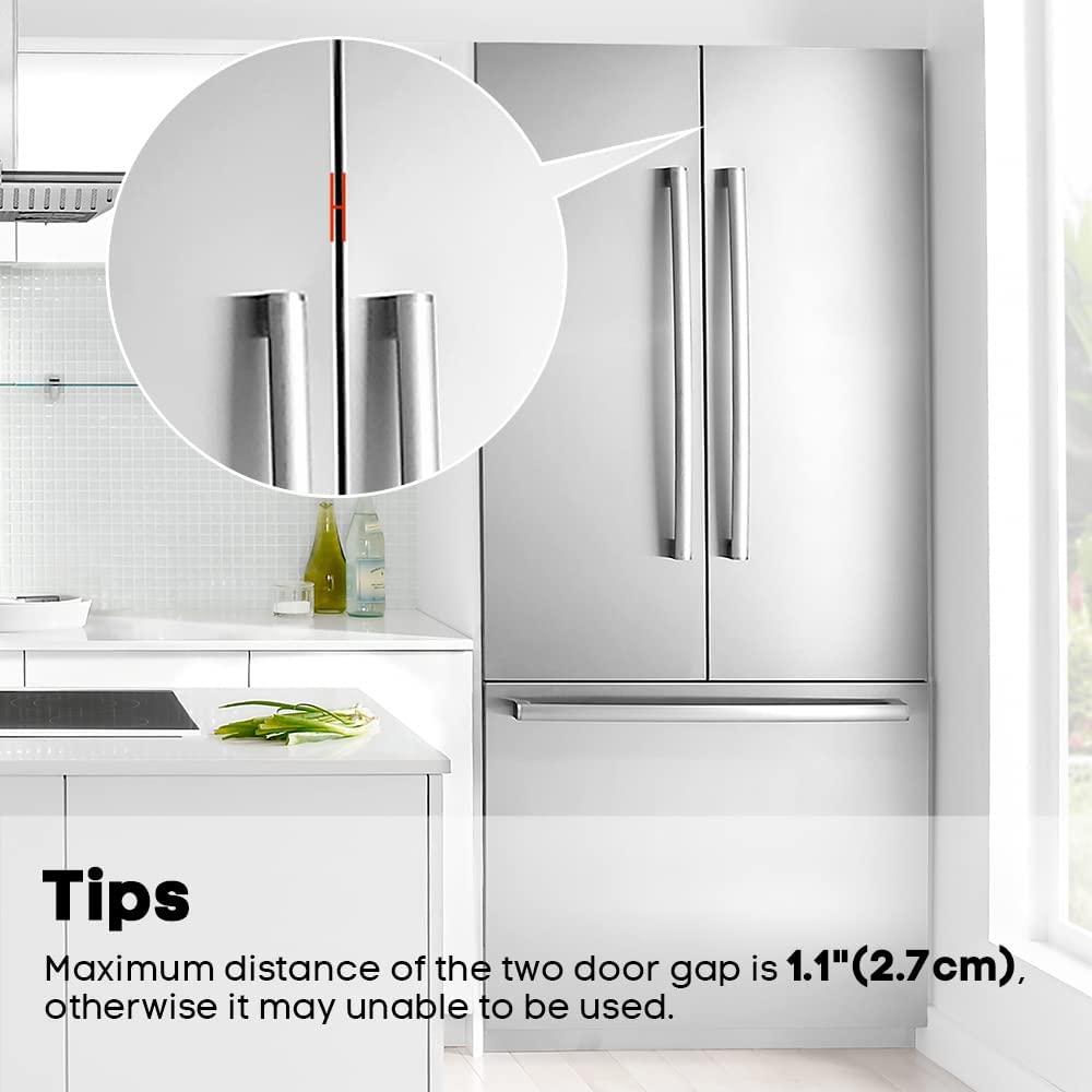 EUDEMON fridge lock removable-tape removal shows easy temporary removal with heat