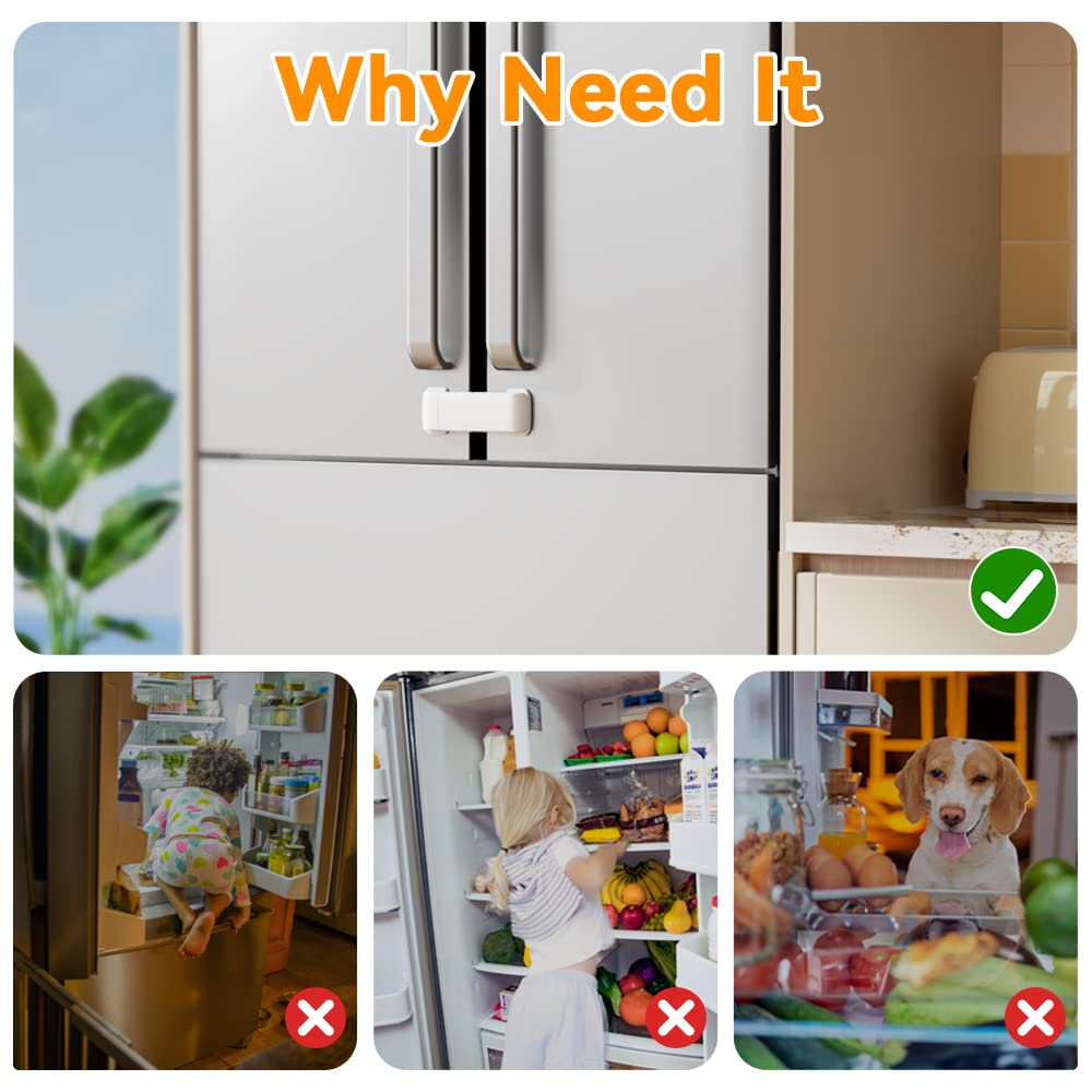 EUDEMON fridge lock side-view shows sturdy design and reliable safety for families.