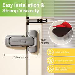 EUDEMON refrigerator lock grey side view highlights slim design for various fridges.