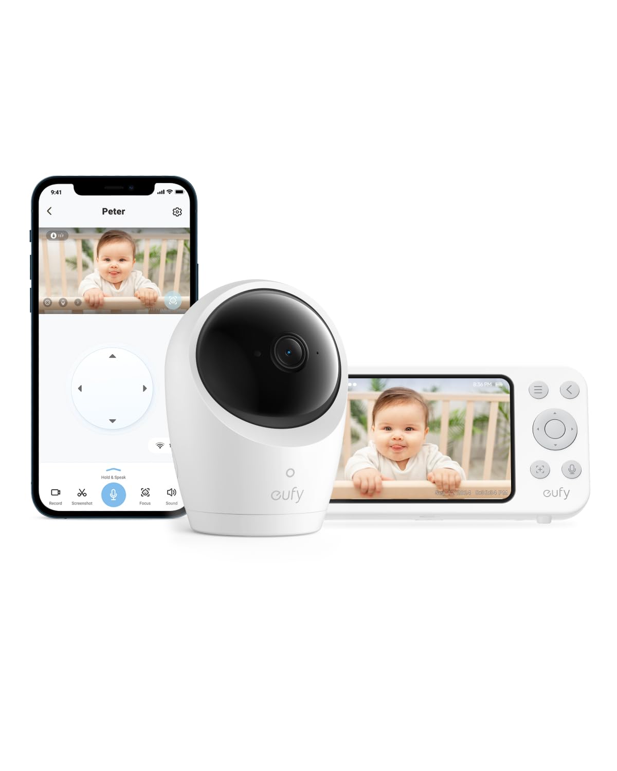 eufy Baby Monitor E20 2K resolution video for crisp day and night monitoring