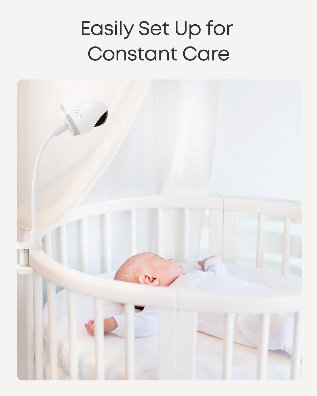 eufy Security crib mount on crib offers portable, tool-free setup
