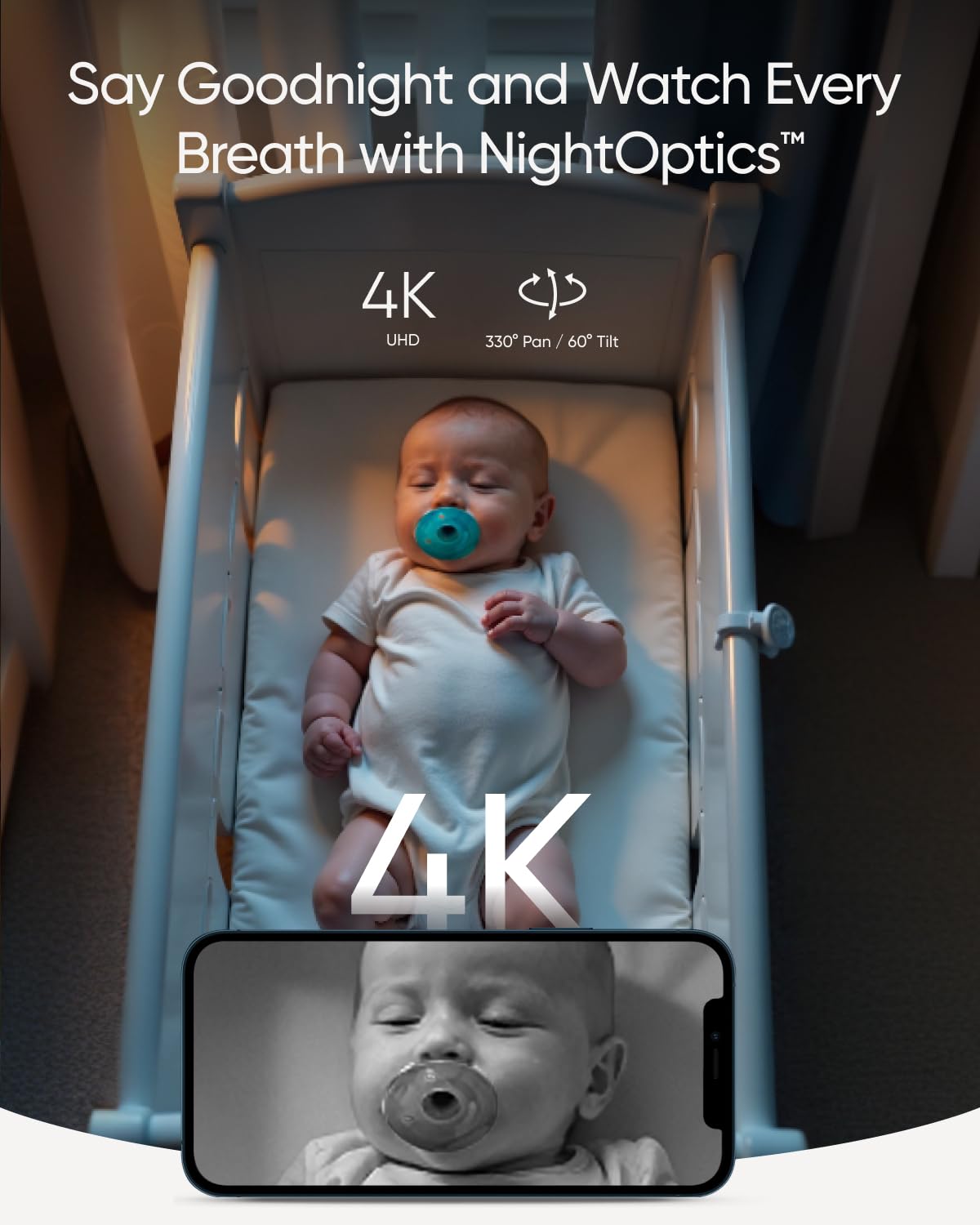 eufy Security Baby Monitor E21 8x zoom brings close-up views without disturbance.