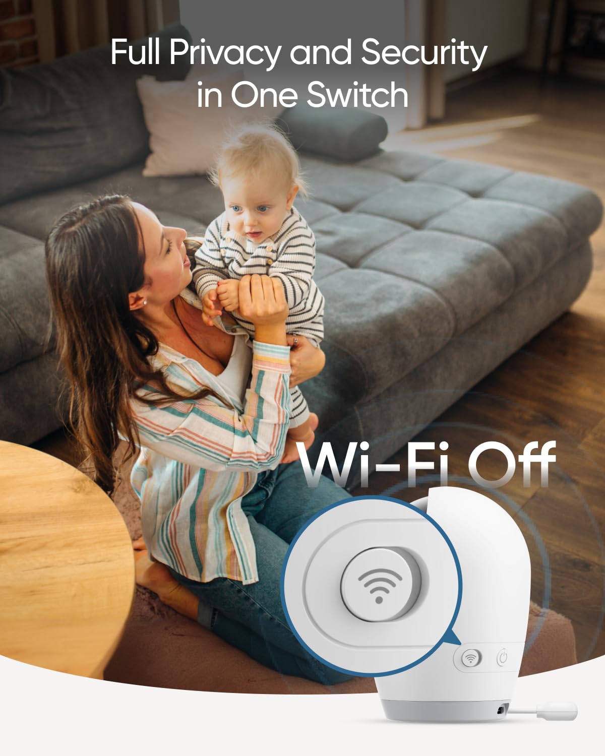eufy Security Baby Monitor E21 built-in 5000mAh battery supports cordless setup during trips.