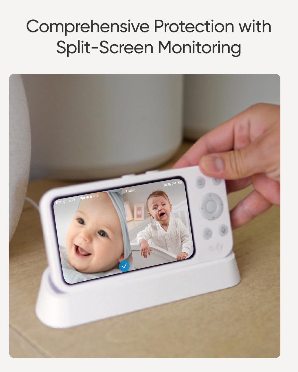 eufy Security E21 Add-On night vision shows baby's room clearly in darkness