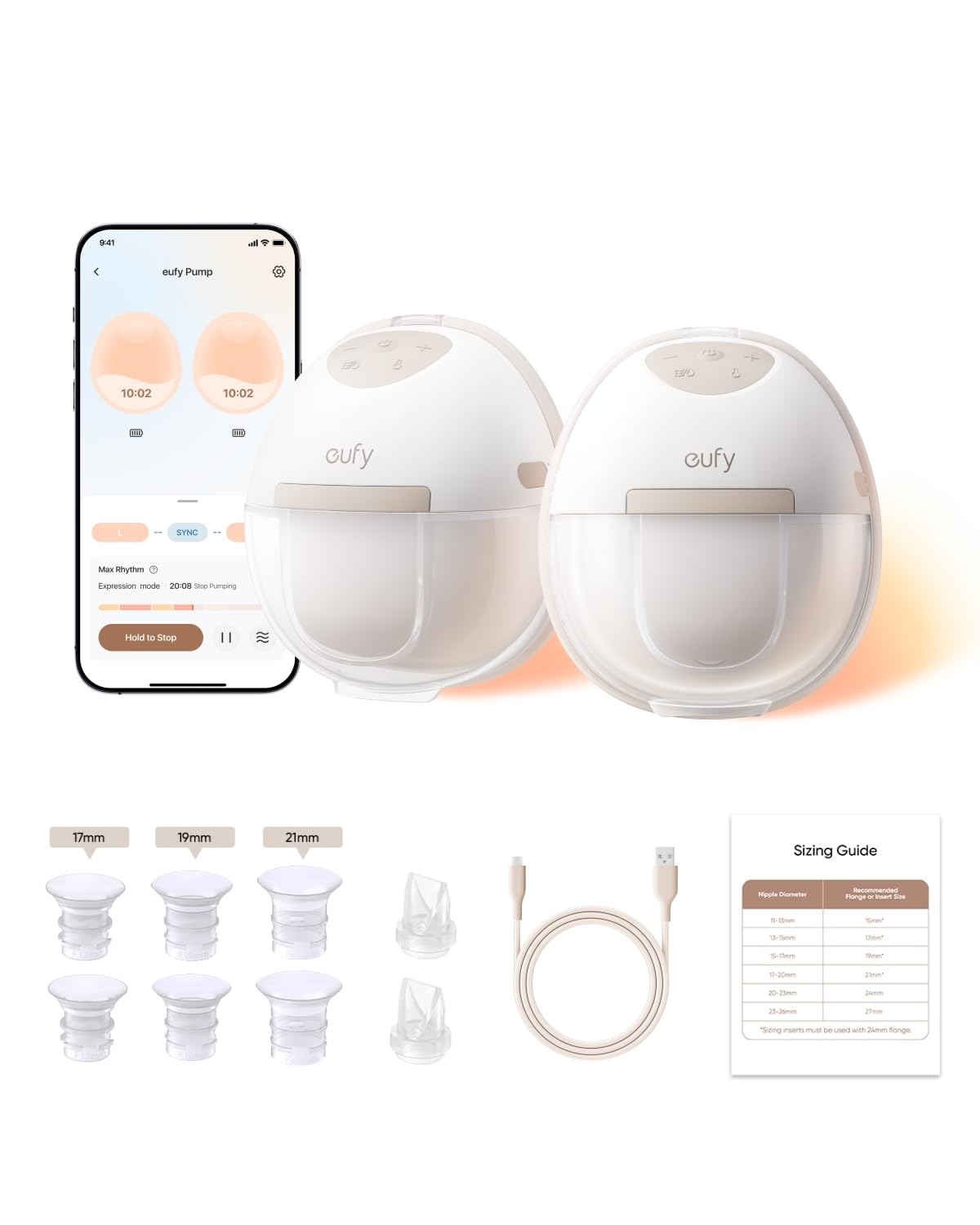 eufy Security heated-breast-pump wearable in hands-free pumping use