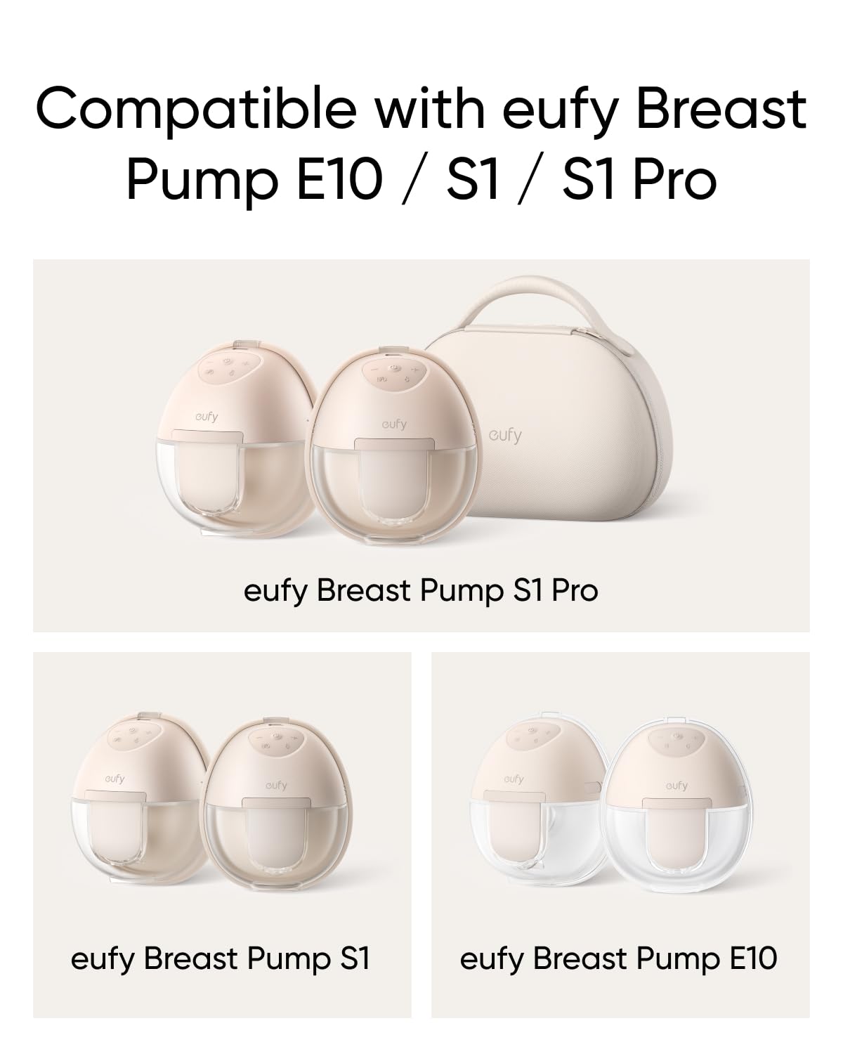 eufy sizing inserts comfort-fit silicone visuals ensure gentle seal and enhanced pumping comfort.