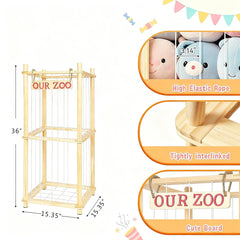 EULXSUD stuffed-animal-storage elastic-cords closeup highlights adjustable cords for varying plush sizes.