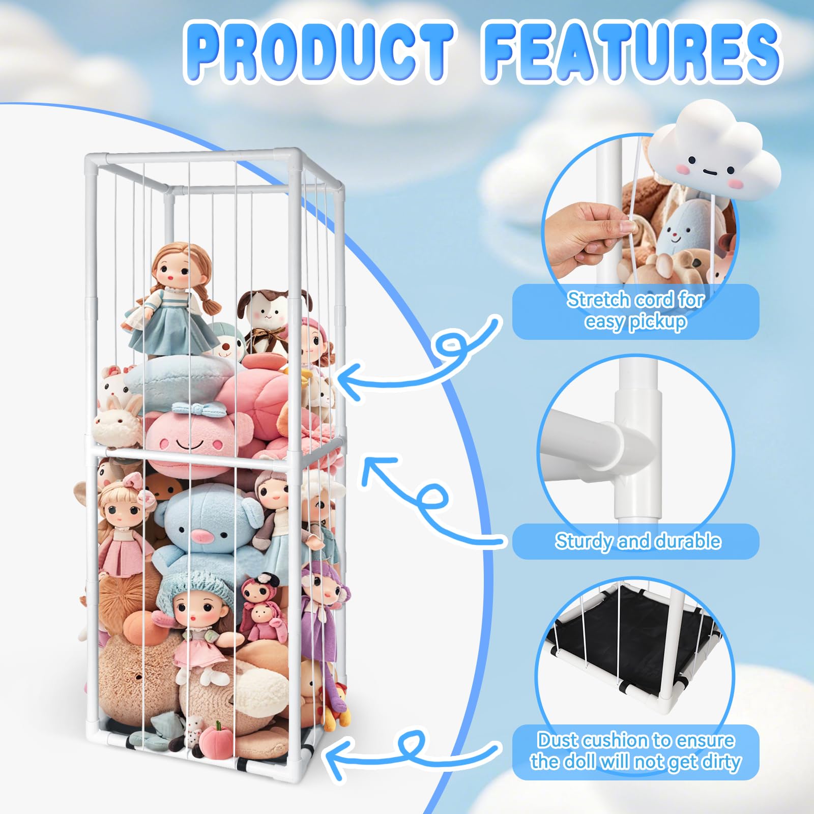 EULXSUD stuffed animal zoo storage vertical tower keeps plushes organized and visible.