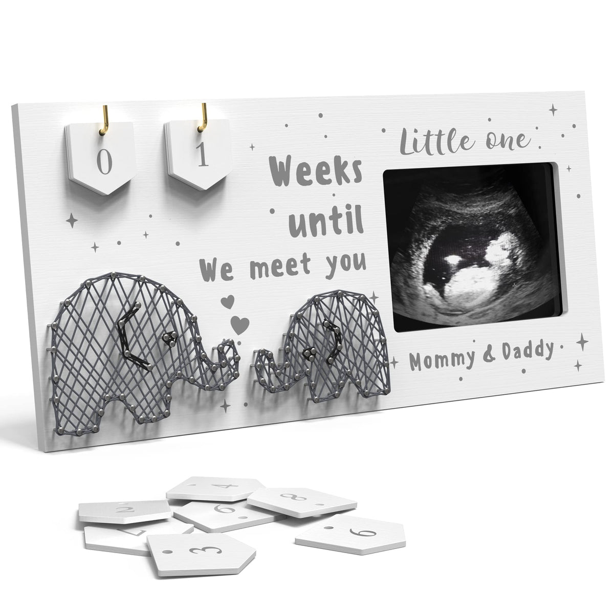 EURSET Baby Countdown Frame with wooden plaques for weeks tracking