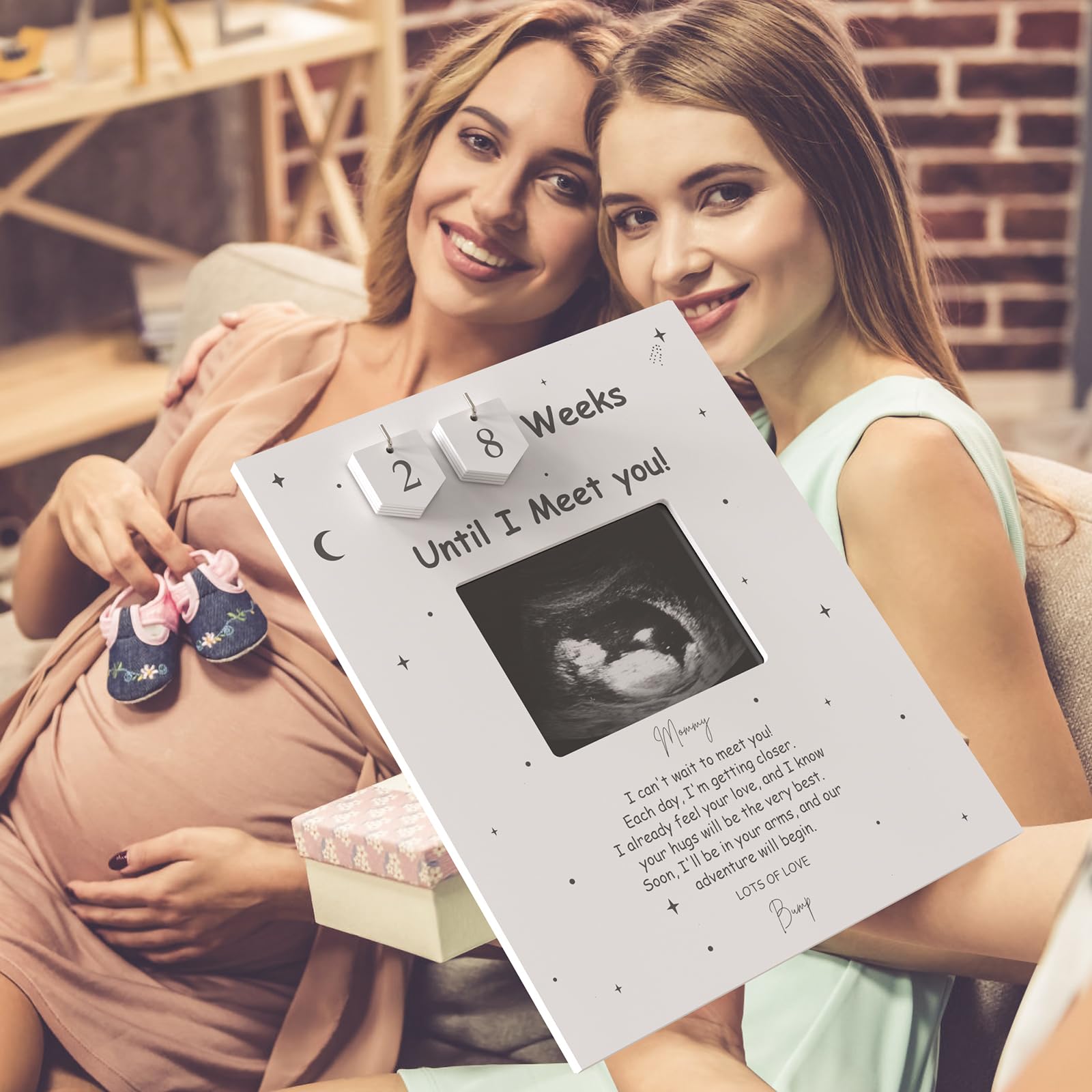 EURSET neutral-design frame with baby message, ideal for gender reveal gifts and room decor.