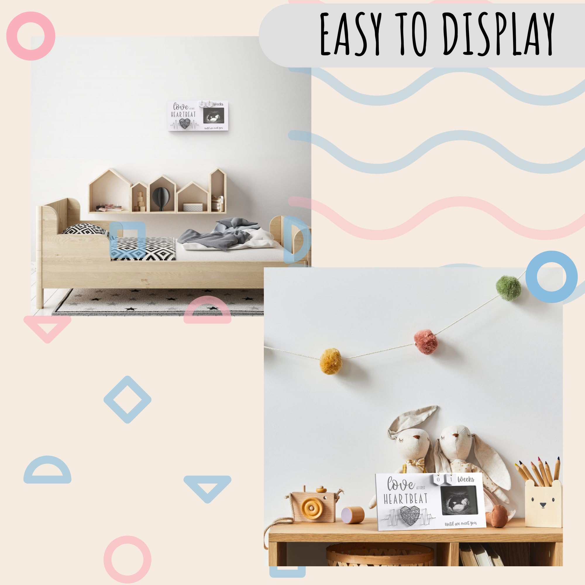 EURSET Baby Sonogram Frame Wall-mount or stand offers versatile display on mantle or shelf.