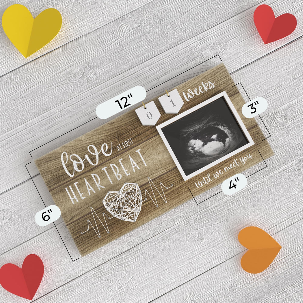 EURSET gift box-ready frame packaging suitable as a pregnancy milestone keepsake.