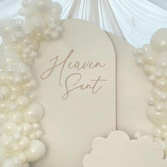 Eurteka Heaven Sent Decal used as baby shower decor for a soft heavenly vibe.