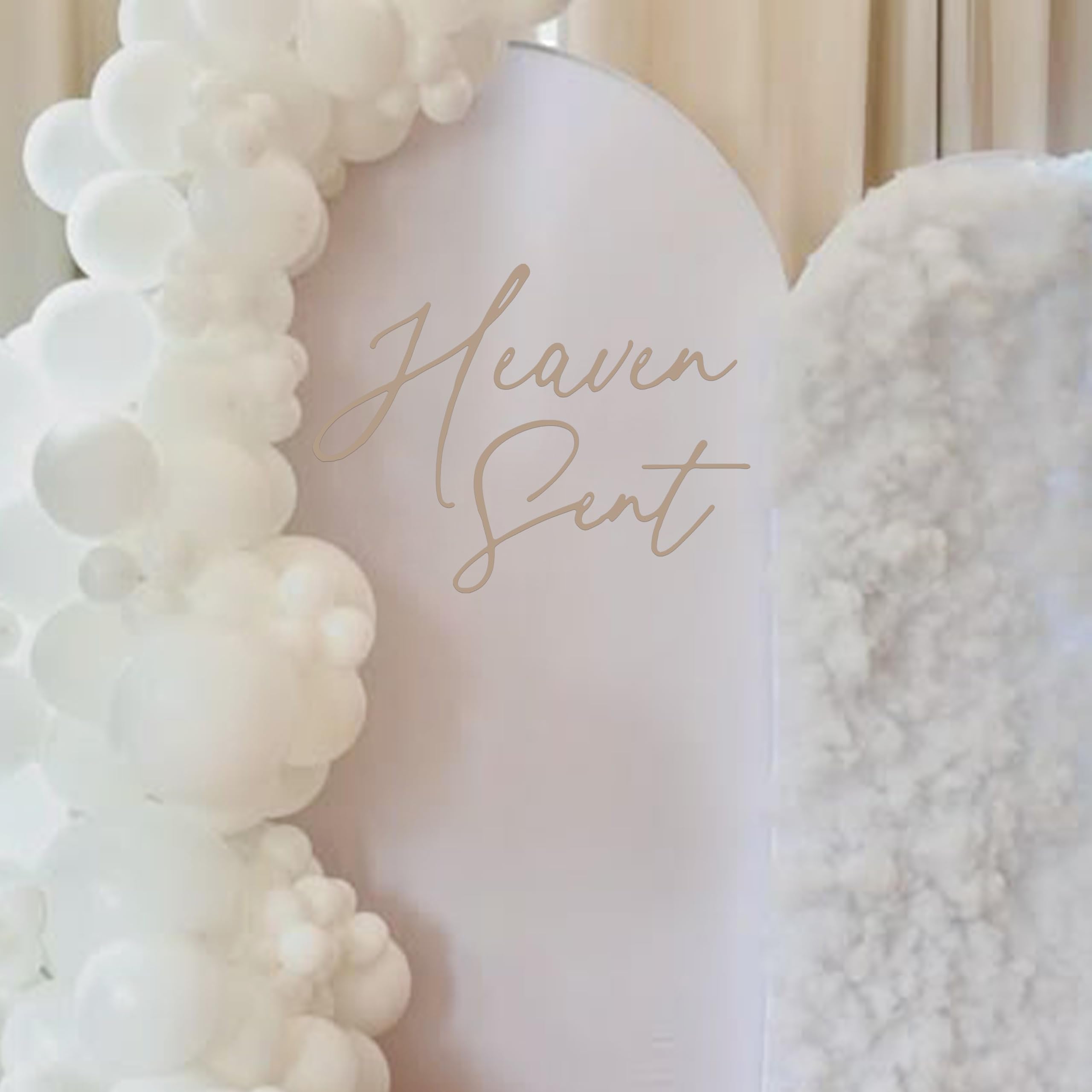 Eurteka Heaven Sent Decal complements gender reveal decorations for a polished look.