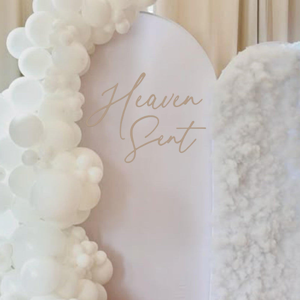 Eurteka Heaven Sent Decal complements gender reveal decorations for a polished look.