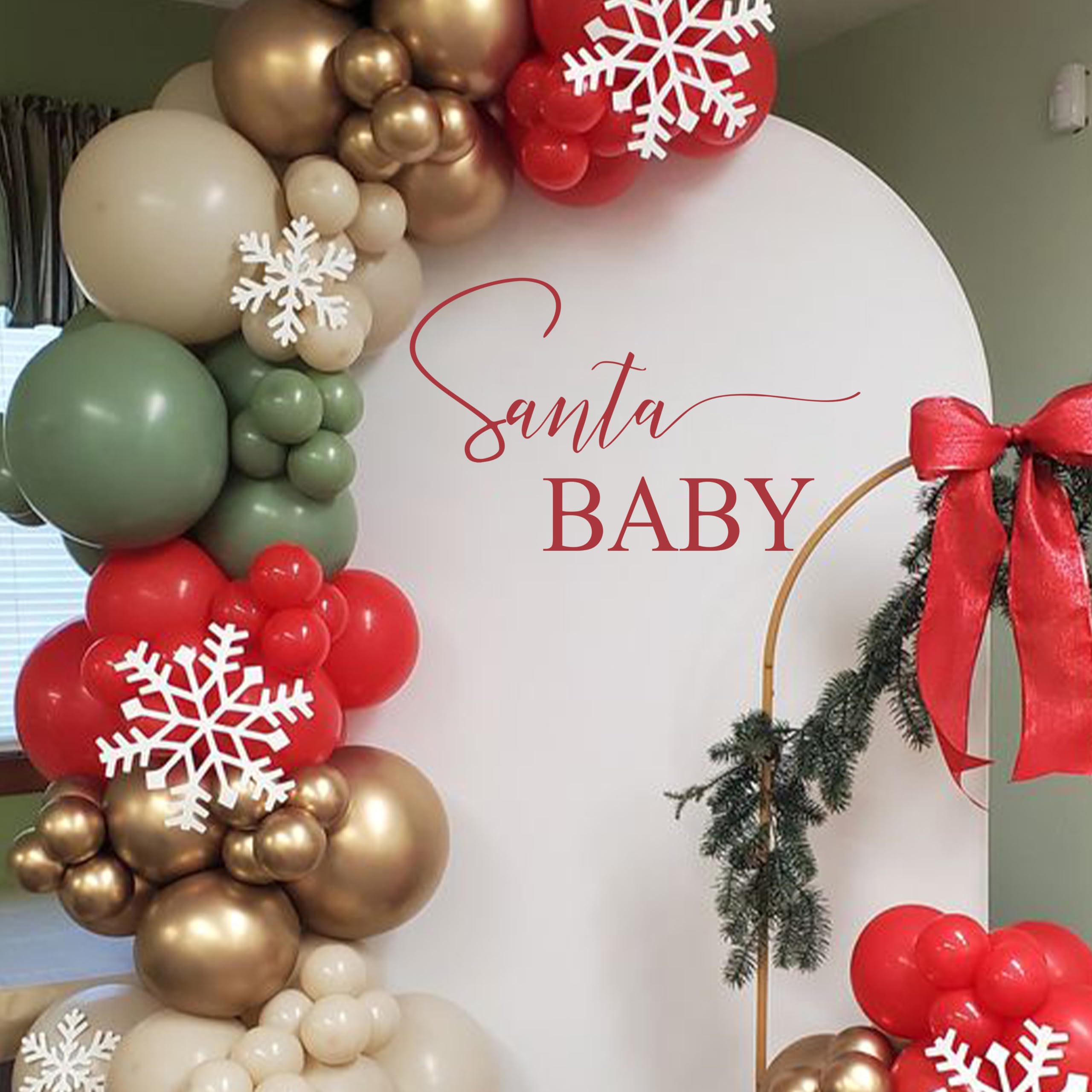 Eurteka Santa Baby Decal gender-reveal decor highlights holiday magic.