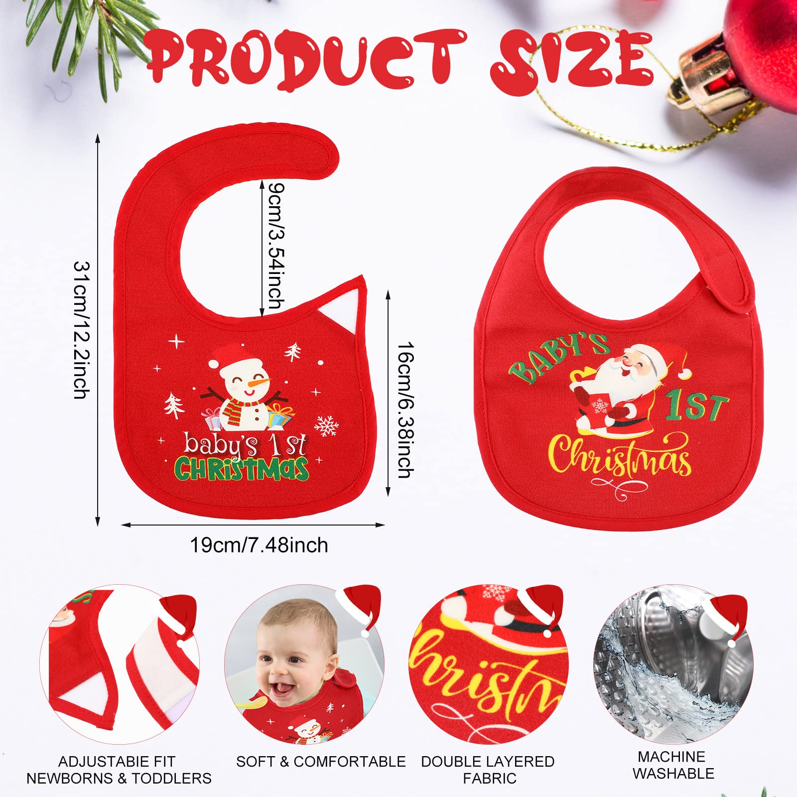 Eurzom Christmas baby bib deer design guards clothing from spills at snack time