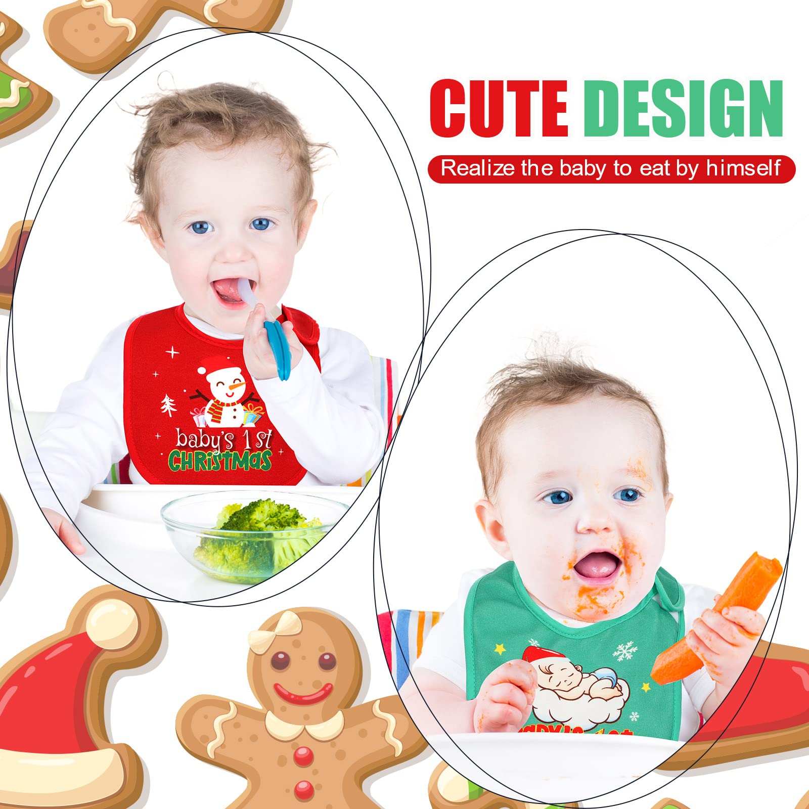 Eurzom Christmas baby bib solid blue design easy to clean after meals