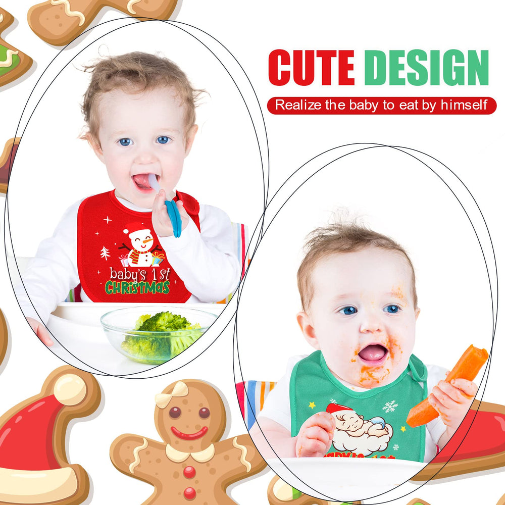 Eurzom Christmas baby bib solid blue design easy to clean after meals