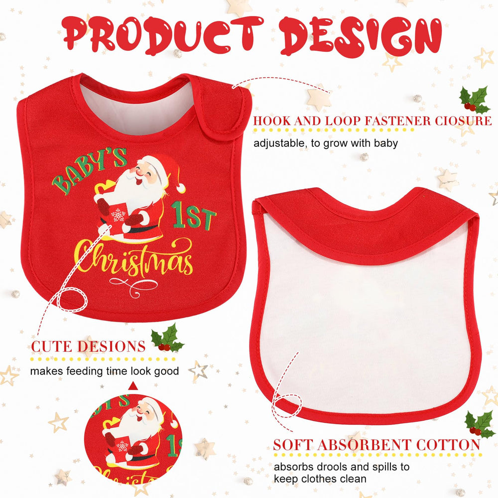 Eurzom Christmas baby bib solid red design for everyday mess protection