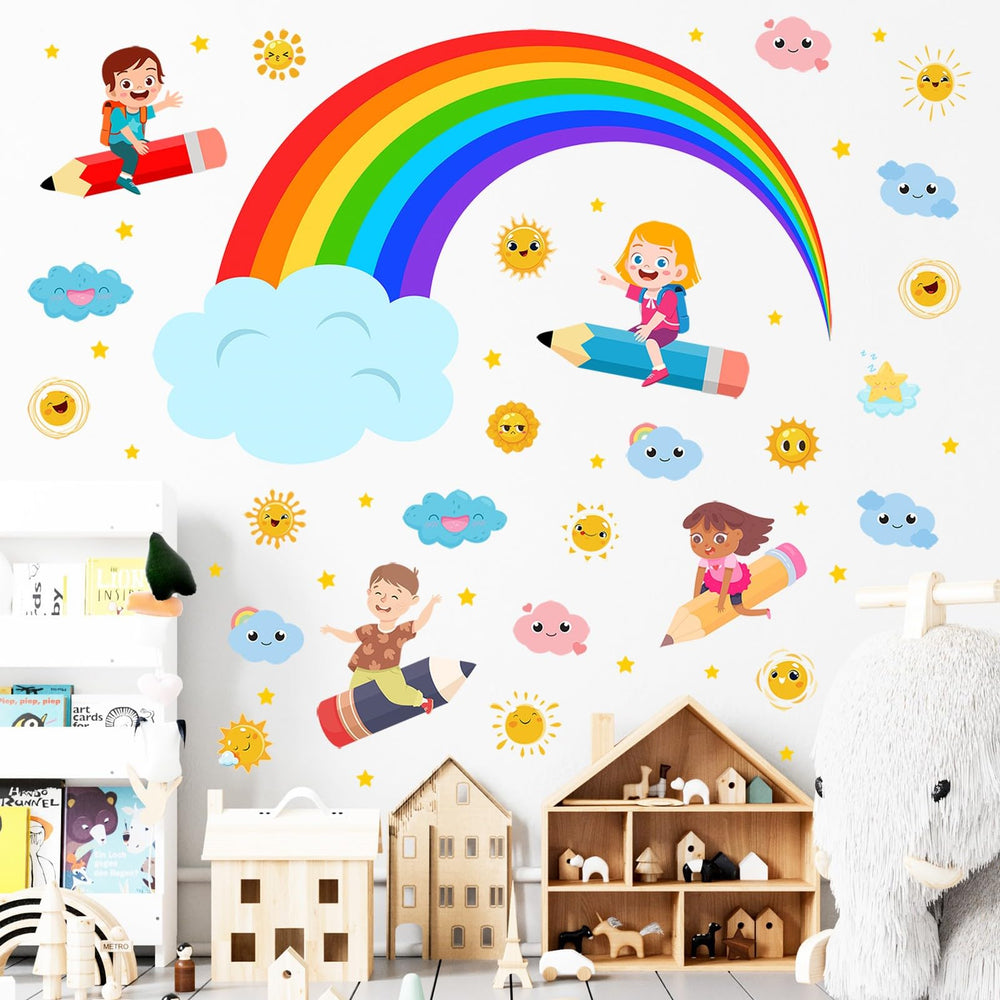 Eutecado classroom decor rainbow sticker kit simple, mess-free installation.