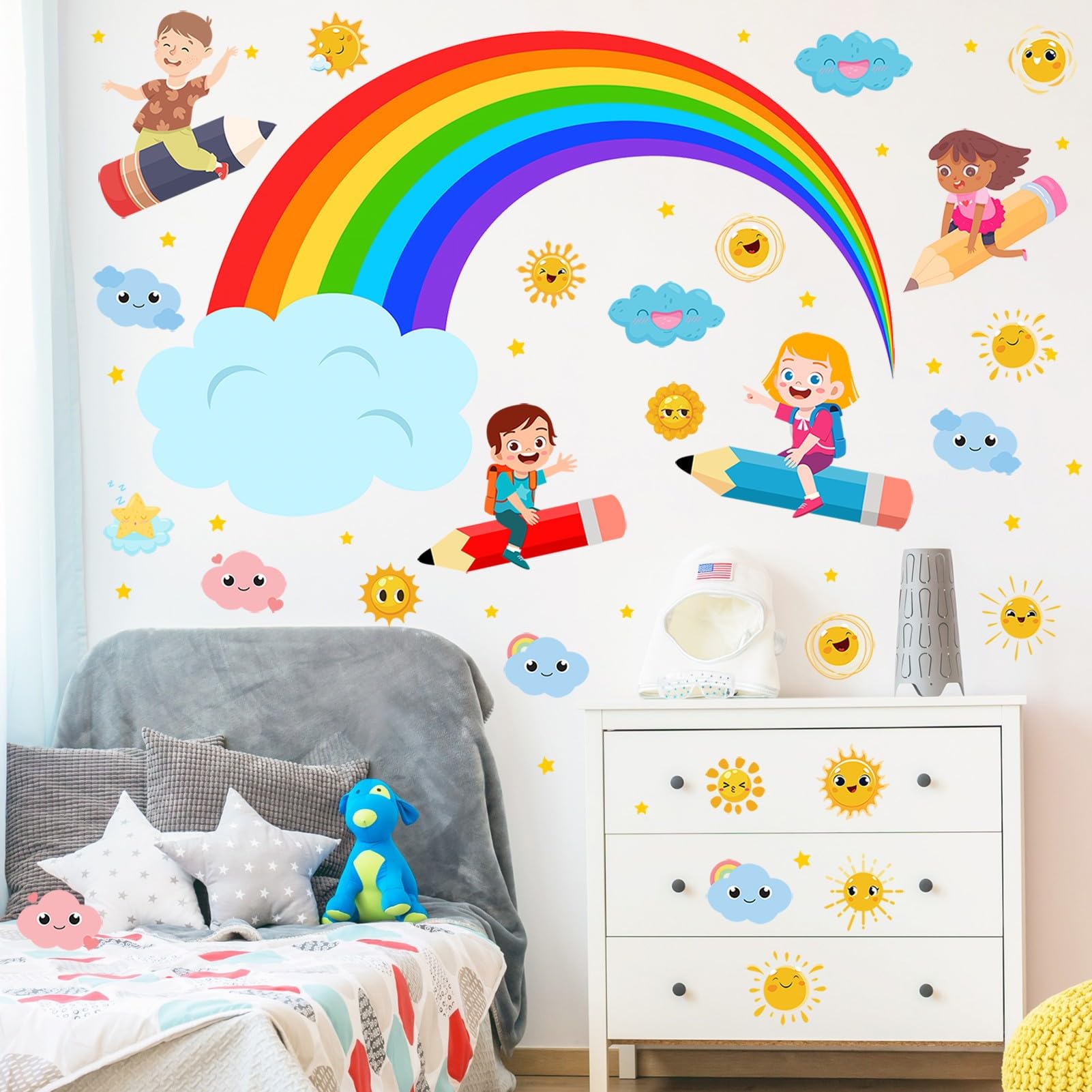 Eutecado clouds wall stickers create soft, cozy atmosphere in nurseries.