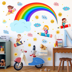 Eutecado cloudy sun wall sticker adds sunny mood to classrooms and nurseries.