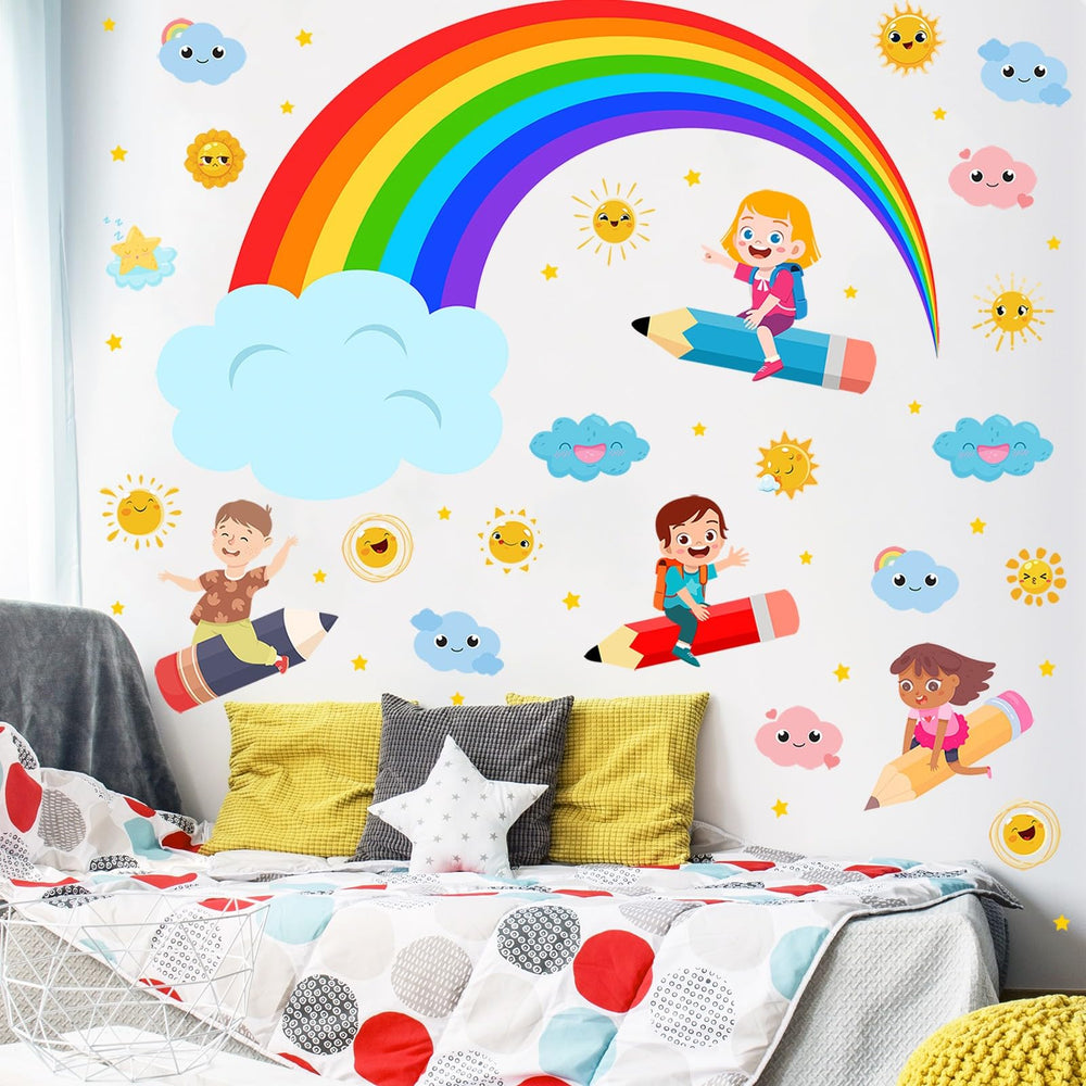 Eutecado flying girl wall art inspires imagination in playrooms and classrooms.