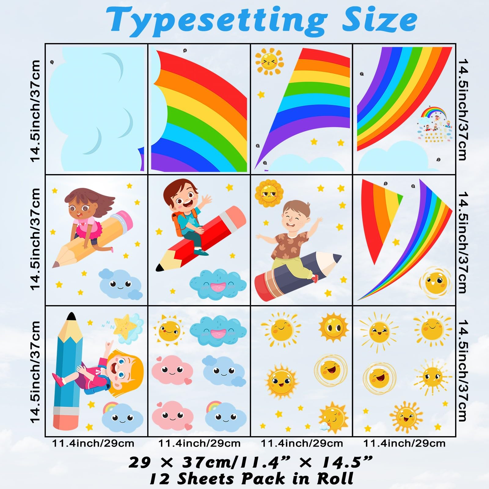 Eutecado nursery wall art rainbow clouds for playful learning.