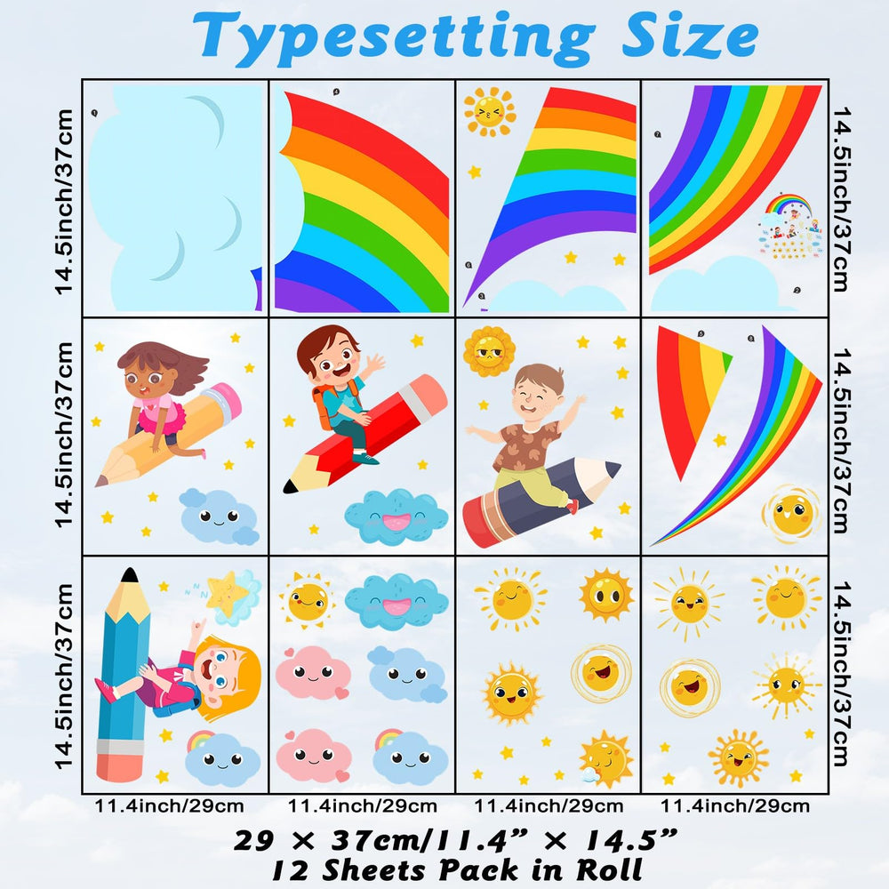 Eutecado nursery wall art rainbow clouds for playful learning.