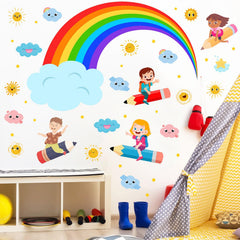Eutecado rainbow wall decal for bright kids' rooms with cheerful artwork.