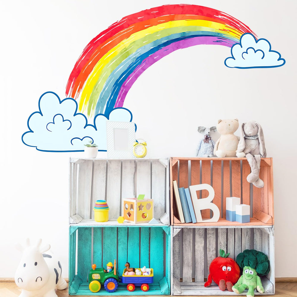 Eutecado rainbow wall stickers easy install demonstrates peel-and-stick setup