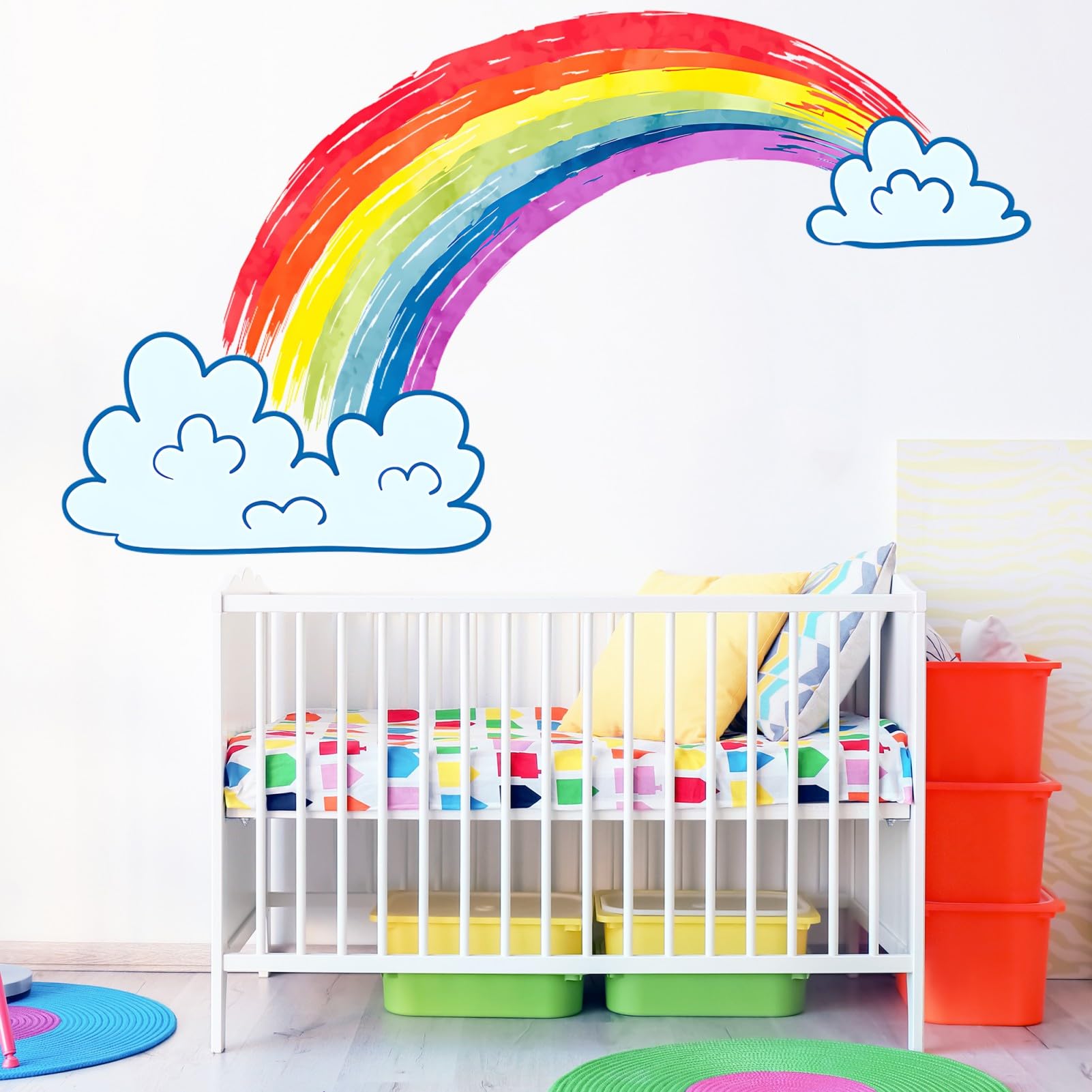 Eutecado rainbow wall stickers mural size demonstrates bold 60 by 33 inch impact