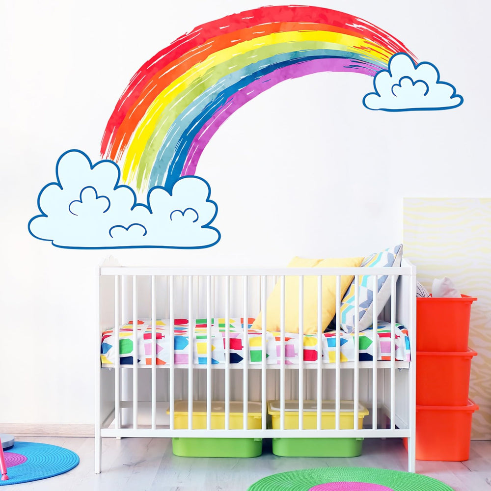 Eutecado rainbow wall stickers mural size demonstrates bold 60 by 33 inch impact