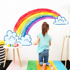 Eutecado watercolor rainbow wall sticker detail highlights soft hues for nursery styling