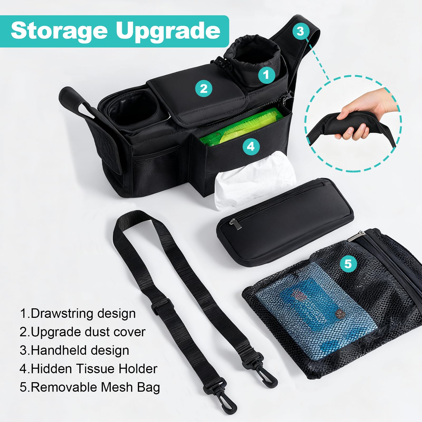 Eutopic stroller organizer installs in minutes for quick setup and maintenance.