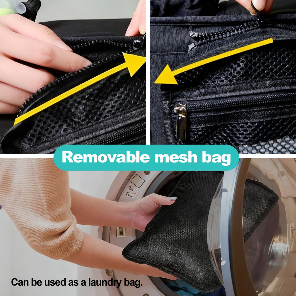 Eutopic pram-compatible bag keeps you organized during family outings.