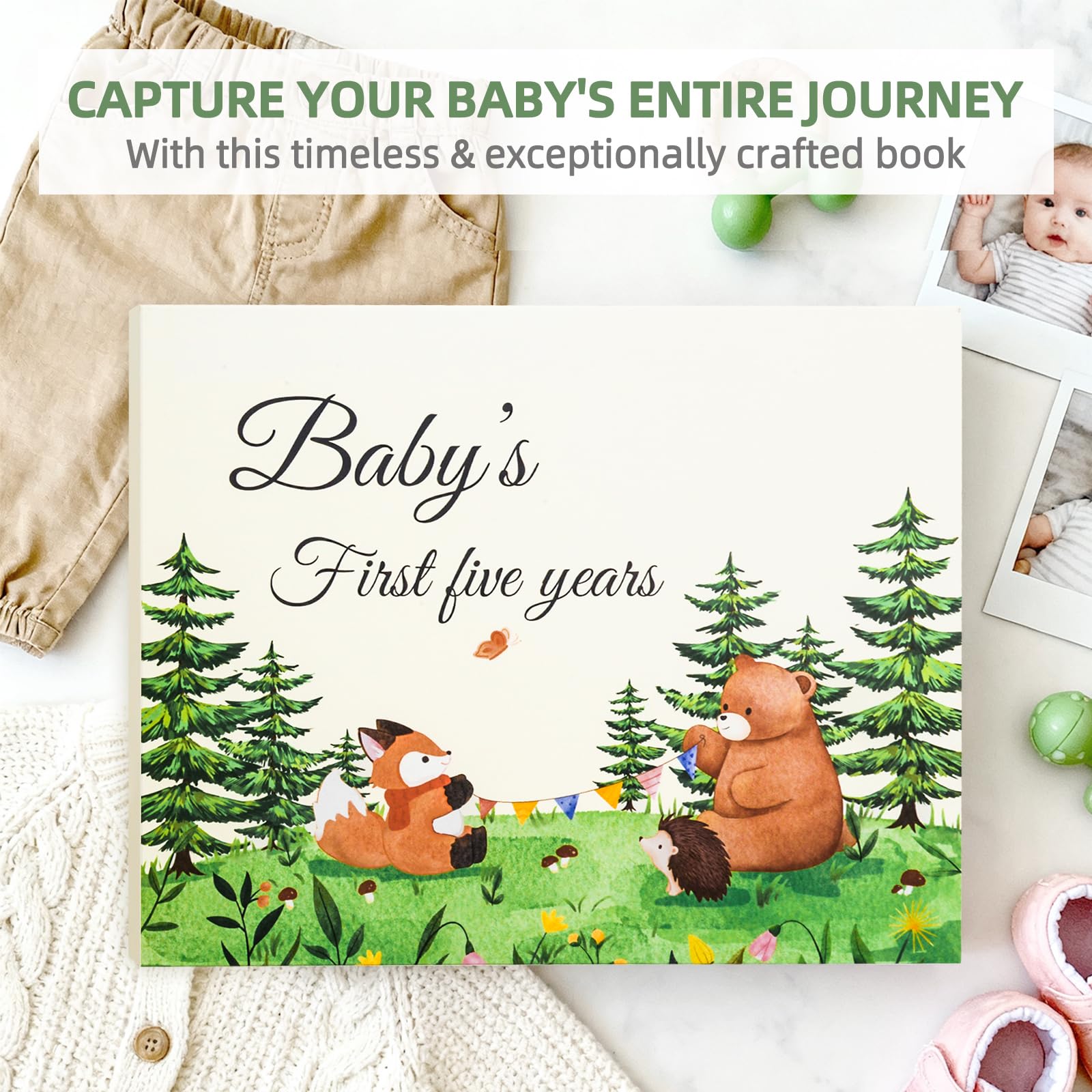 EUUBIRD baby photo album spine lay-flat for easy writing