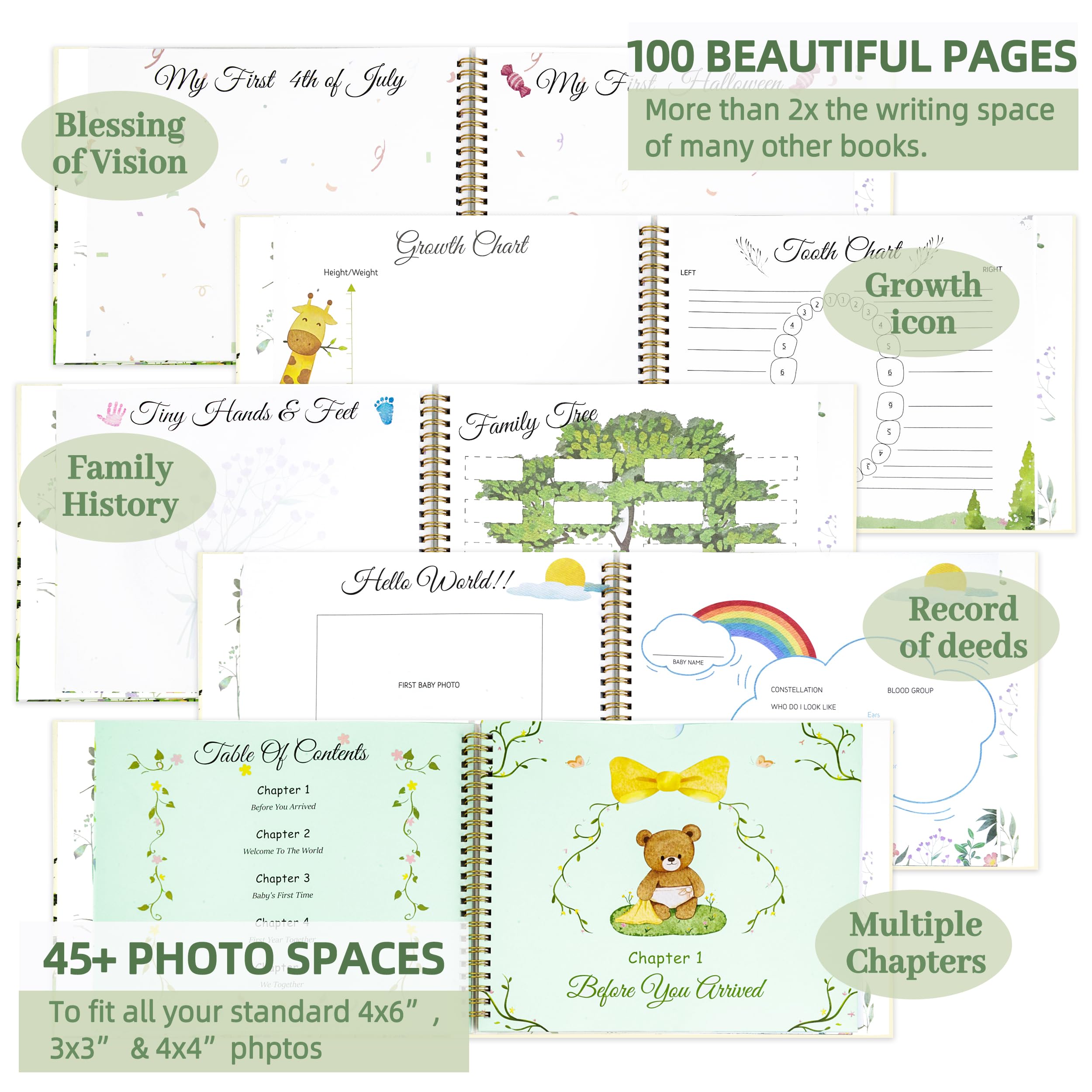 EUUBIRD memory book six pockets for ultrasound and mementos kept organized