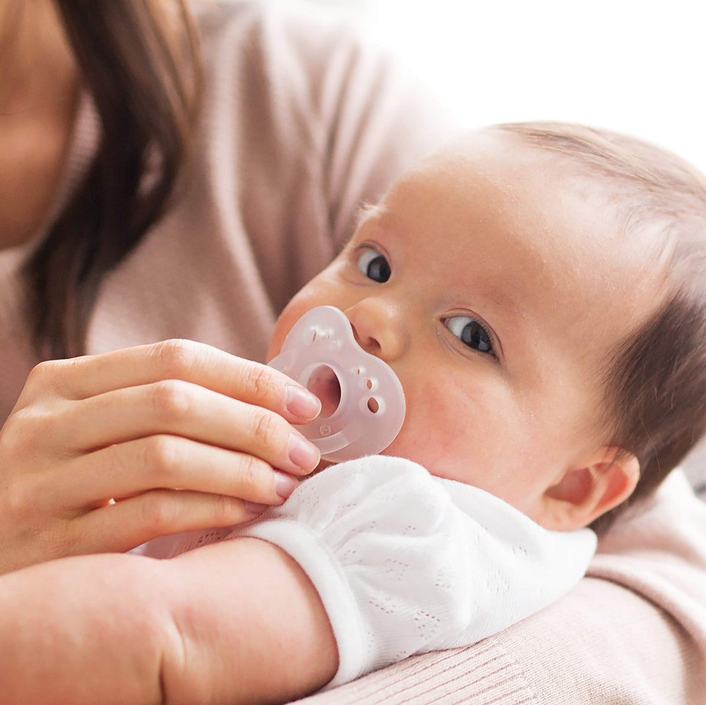 Evenflo Balance Plus Stage 1 pacifier easy-grip handle aids secure grip during soothing