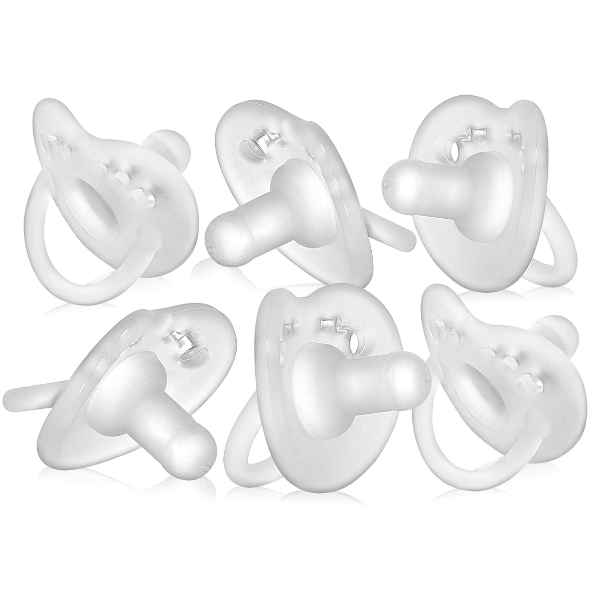 Evenflo Balance Plus Stage 1 pacifier front view shows cylindrical design promoting natural tongue position